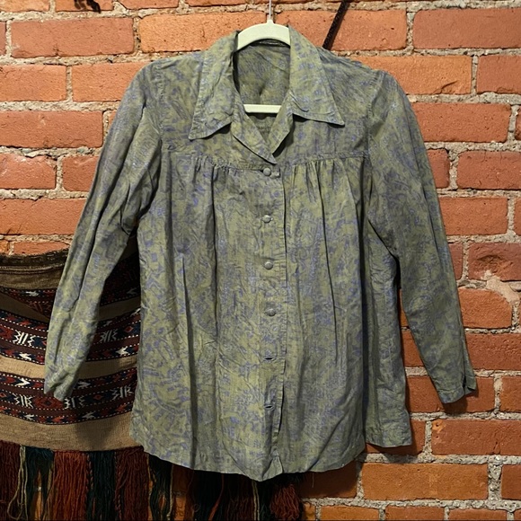 Vintage 100% Silk Batik blouse Size M Doen Boho - Picture 2 of 6